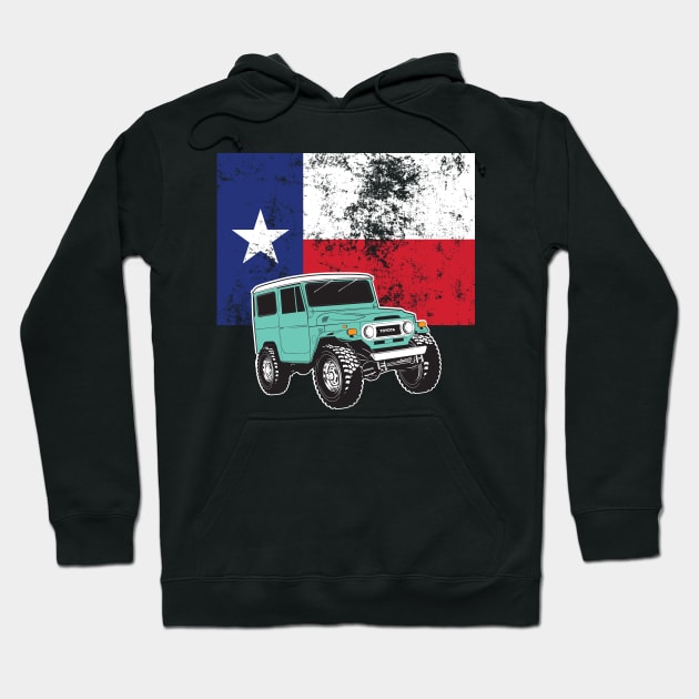 FJ40 with Texas Flag Hoodie by Bulloch Speed Shop